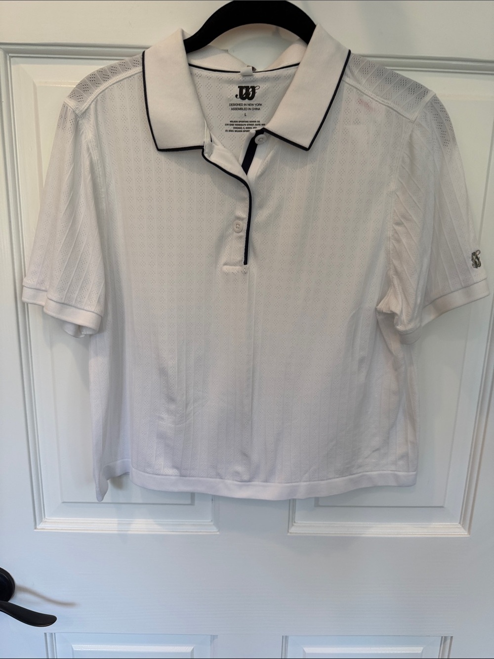 ✨Cute and Crop✨Wilson White Short-Sleeve Polo Top with Black Trim